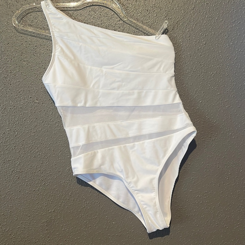 Pink Lily Beyond the Sea Mesh One Piece One Shoulder Swimsuit - Picture 8 of 16